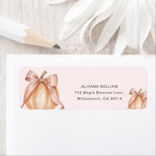 Cute Watercolor Elegant Pink Bow Pumpkin Return