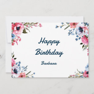 Cute Watercolor Elegant Wildflowers For Her Card