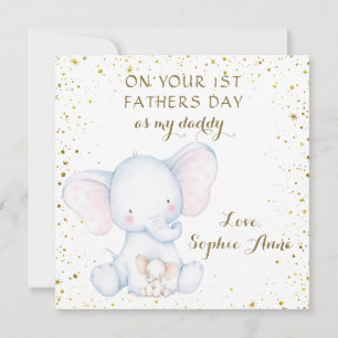 Cute Watercolor Elephant 1st Father's Day Card