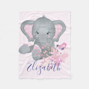 Cute watercolor Elephant baby Fleece Blanket