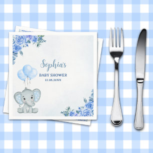 Cute Watercolor Elephant baby shower Boy Napkin