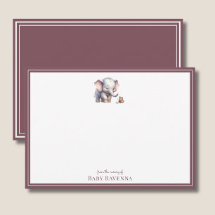 Cute Watercolor Elephant Baby Shower Note Card