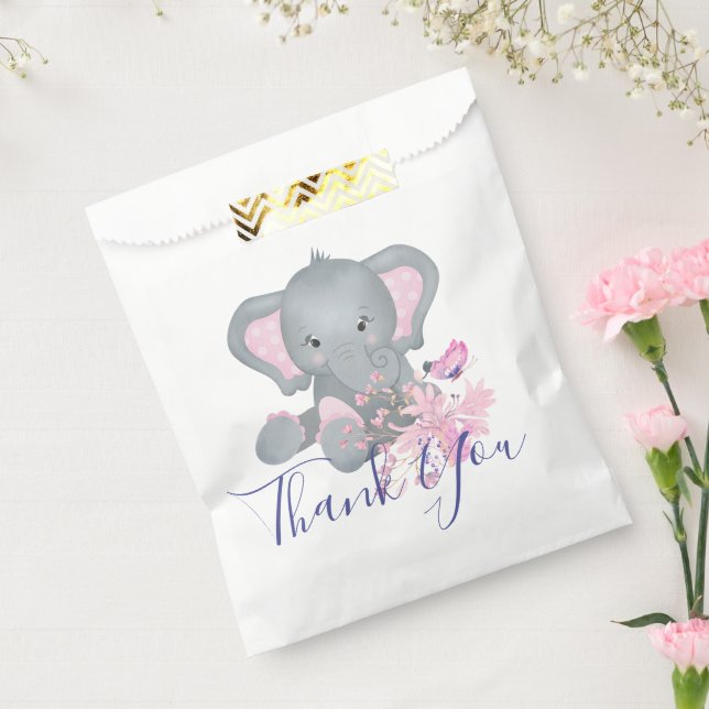 Cute watercolor Elephant baby shower Thank You Favour Bags (Sealed)