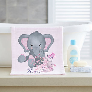 Cute watercolor Elephant baby Wash Cloth