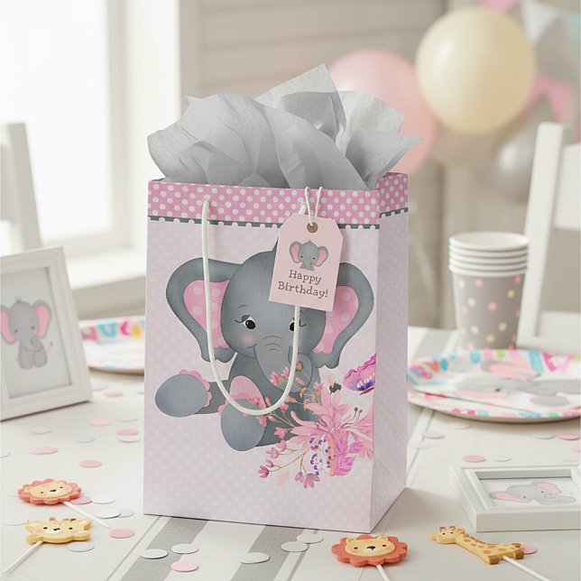 Cute watercolor Elephant  Medium Gift Bag (Creator Uploaded)
