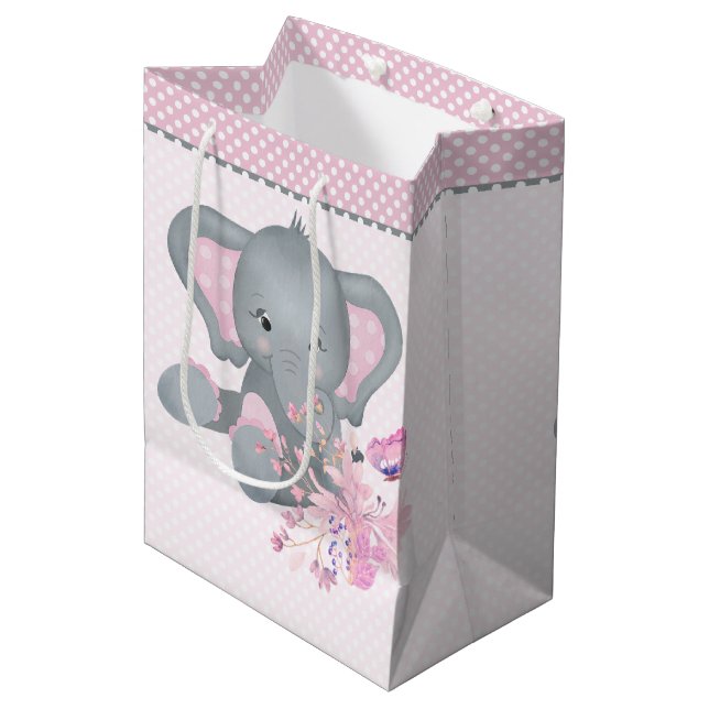 Cute watercolor Elephant  Medium Gift Bag (Front Angled)