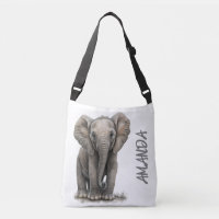 Cute Watercolor Elephant Personalised Name