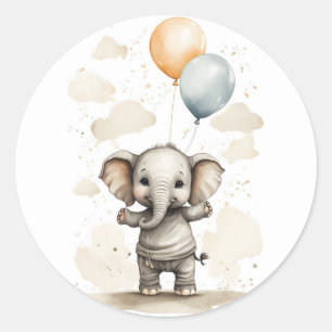 Cute Watercolor Elephant Shirt Big Balloons Classic Round Sticker