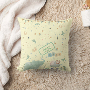 Cute Watercolor Elephant Teddy Bear Baby Cushion