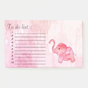 Cute watercolor elephant "to do list" post-it notes