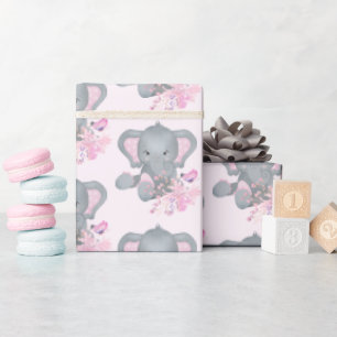 Cute watercolor Elephant Wrapping Paper