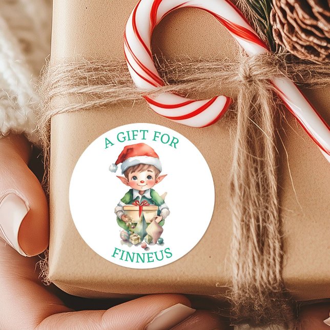 Cute Watercolor Elf Christmas To and From Classic Round Sticker (Creator Uploaded)