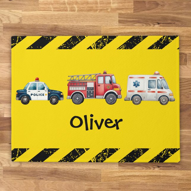 Cute Watercolor Emergency Vehicles Doormat (Creator Uploaded)