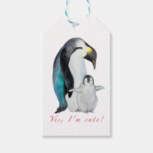 Cute watercolor emperor penguins gift tags