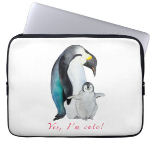 Cute watercolor emperor penguins laptop sleeve