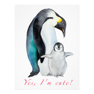 Cute watercolor emperor penguins photo print