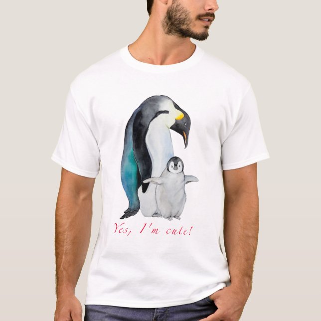 Cute watercolor emperor penguins T-Shirt (Front)