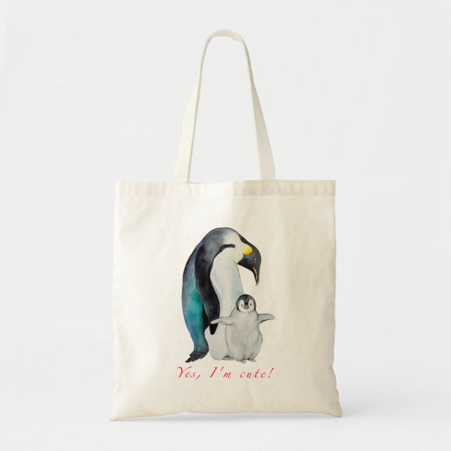 Cute watercolor emperor penguins tote bag (Front)
