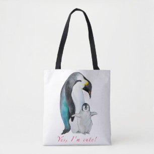 Cute watercolor emperor penguins tote bag