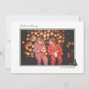 Cute Watercolor Evergreen Christmas Trees Photo Holiday Card