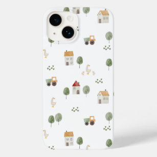 Cute Watercolor Farm Pattern Case-Mate iPhone 14 Case