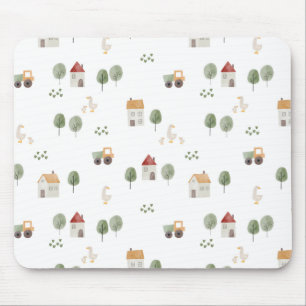Cute Watercolor Farm Pattern Mouse Mat