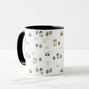 Cute Watercolor Farm Pattern Mug