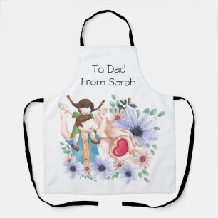 Cute Watercolor Father and daughter  Apron