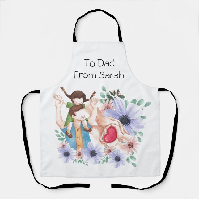 Cute Watercolor Father and daughter  Apron (Front)
