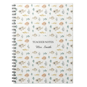 Cute Watercolor Fish Teacher Notes Notebook