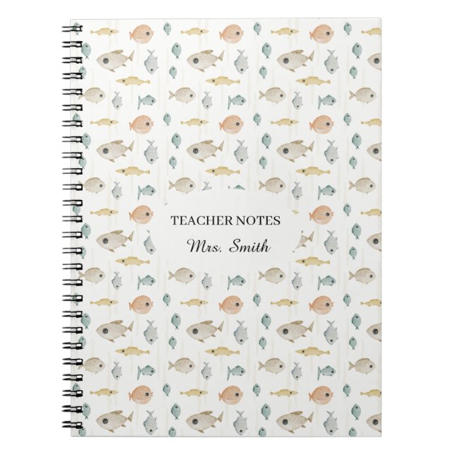 Cute Watercolor Fish Teacher Notes Notebook (Front)