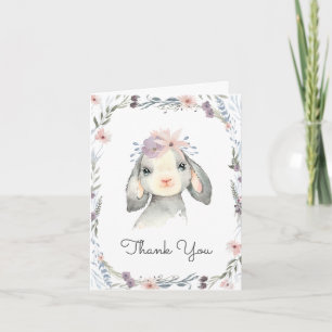 Cute Watercolor Floral Baby Lamb Thank You