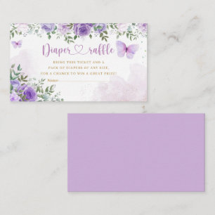 Cute Watercolor Floral Baby Shower Diaper Raffle   Enclosure Card