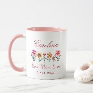Cute Watercolor Floral Best Mum Ever Baby Shower Mug
