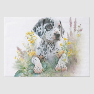 Cute Watercolor Floral Dalmatian Puppy Dog  Tissue Paper