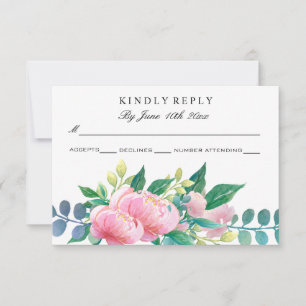 CUTE WATERCOLOR FLORAL DECOUPAGE RSVP CARD