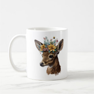 Cute Watercolor Floral Deer Coffee Mug