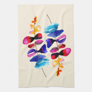 Cute watercolor floral design tea towel