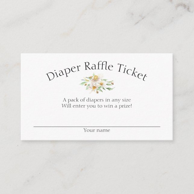 Cute Watercolor Floral Diaper Raffle Enclosure Card (Front)