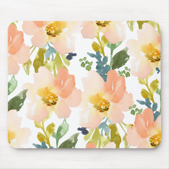 Cute Watercolor Floral Pattern Mouse Mat (Front)