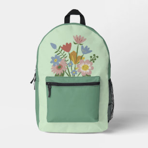 Cute watercolor floral  printed backpack