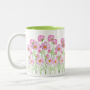 Cute watercolor flowers Cosmeas Two-Tone Coffee Mu Mug