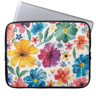 Cute Watercolor Flowers Laptop Sleeve