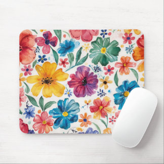 Cute Watercolor Flowers Mouse Mat