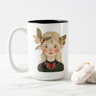 Cute Watercolor Forest Girl Fairy Two-Tone Coffe Coffee Mug