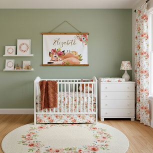 Cute watercolor fox baby hanging tapestry