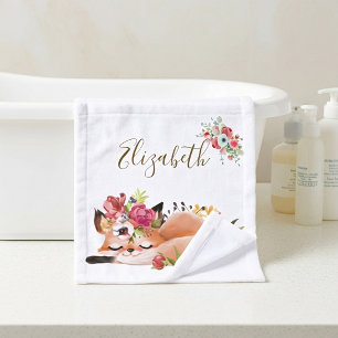 Cute watercolor fox baby  wash cloth