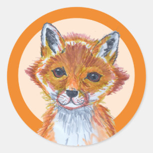 Cute Watercolor Fox Classic Round Sticker
