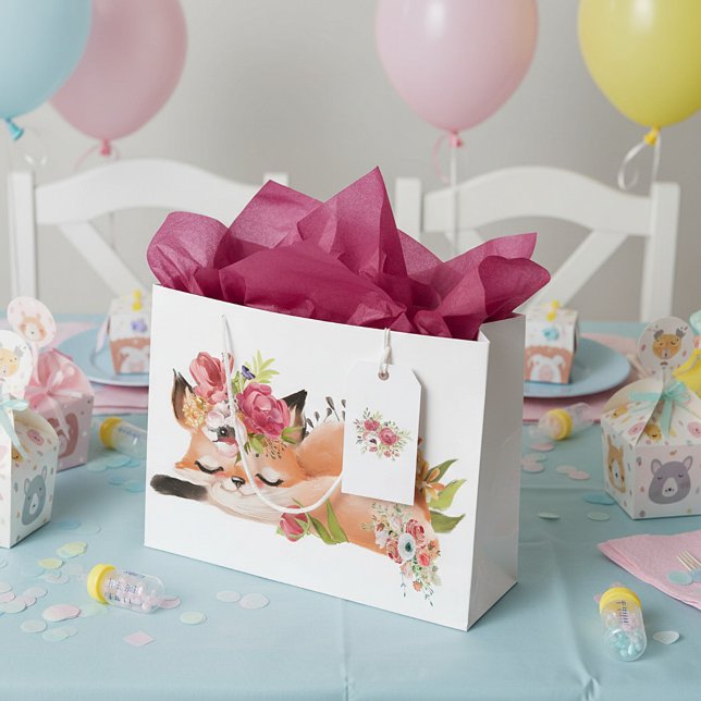 Cute watercolor fox  large gift bag (Creator Uploaded)