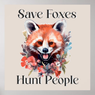 Cute Watercolor Fox: Save Foxes  Poster